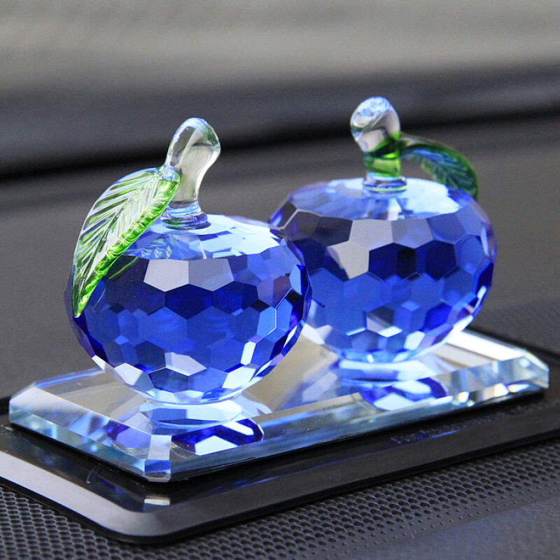 汽車擺件車內創(chuàng)意可愛水晶蘋果保平安裝飾品車載車上用品車飾轎車 升級可加香水蘋果藍